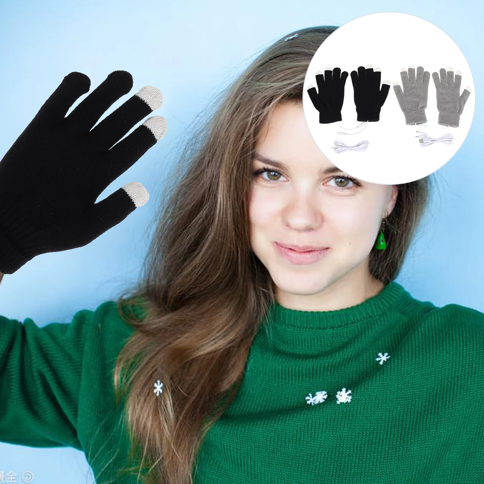 

2 Pairs USB Touch Screen Heating Gloves Warm Cold Hands Outdoor Work Winter Fashionable Design Gaming Typing Safety Emergency
