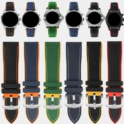 20 21 22 23 24 PVC with silicone rubber sole watch strap Black orange red Green yellow lines watchband for Longines Conquest IWC