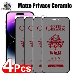 1-4Pcs Matte Ceramic Privacy Screen Protector For iPhone 16 Pro Max 11 13 14 15 12 7 8 Plus XR X Xs SE Anti Spy Soft Matte Film