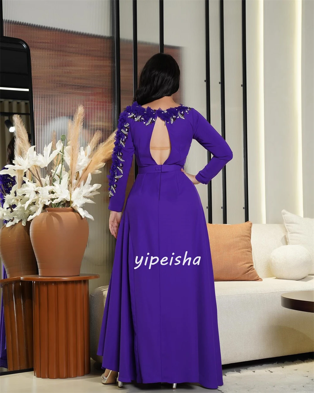 Jersey exquisito personalizado con lentejuelas, corte en A, cuello redondo, vestidos largos, vestidos de celebridades, sencillo, informal, Formal, estilo chino, brillo