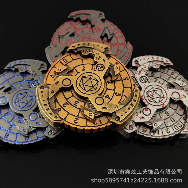 Dice Spinner Polyhedral Metal   Coin Fidget Toys Zinc Alloy Fidget  Spinner for Role Playing Club Party