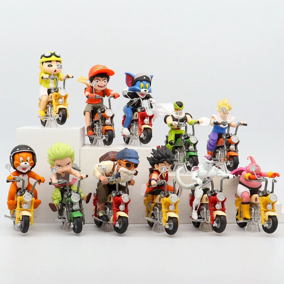 Dragon Ball Z Motorcycle Figure Tom and Jerry Crayon Shin-chan PVC Toys Goku Frieza Cell Roshi for Children Collector