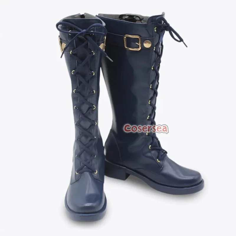 

wiwiwi 123Cosersea Cosplay Shoes Archive Asagiri Suou Halloween Role Play Party Blue PU Leather Flat Heel Cosp