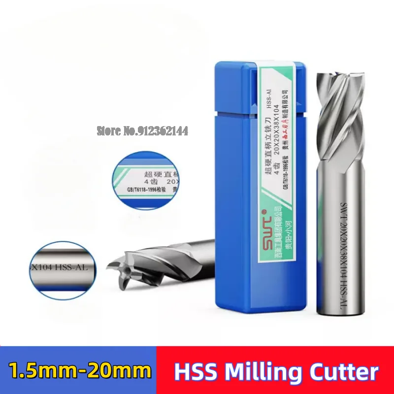 

High-Speed Steel Ultra Hard End Milling Cutter,Straight Shank M2 Material 4 Teeth,4F-2 3 4 5 6 8 10 12 14 16 18 20 22 25 30mm
