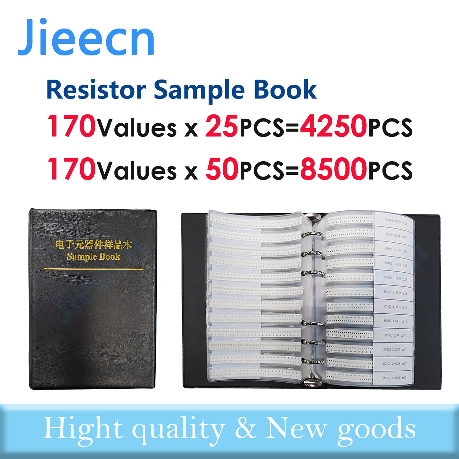 Jieecn 4250PCS 8500PCS 0201 0402 0603 0805 1206 1% SMD Resistor Sample Book Assorted Kit 10K 100K 1K 1R 100R 220R Engineers