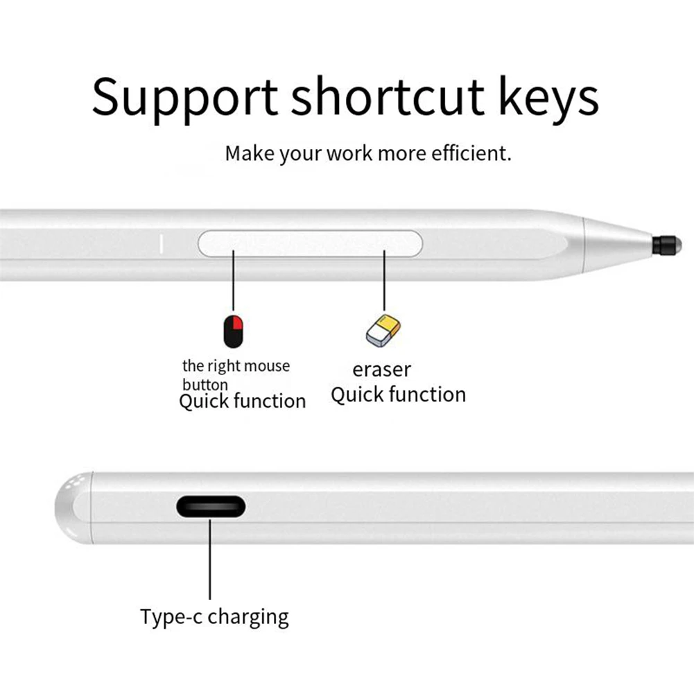 Stylus Pen 4096 Pressure Sensitivity Rechargeable Stylus Pen with Eraser Side Button for Microsoft Surface/ASUS/HP/SONY