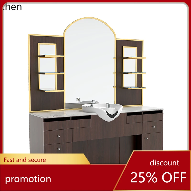 

Зеркальный стол для салона HT, стол для стрижки волос с интегрированным шкафом, стол для парикмахерской.