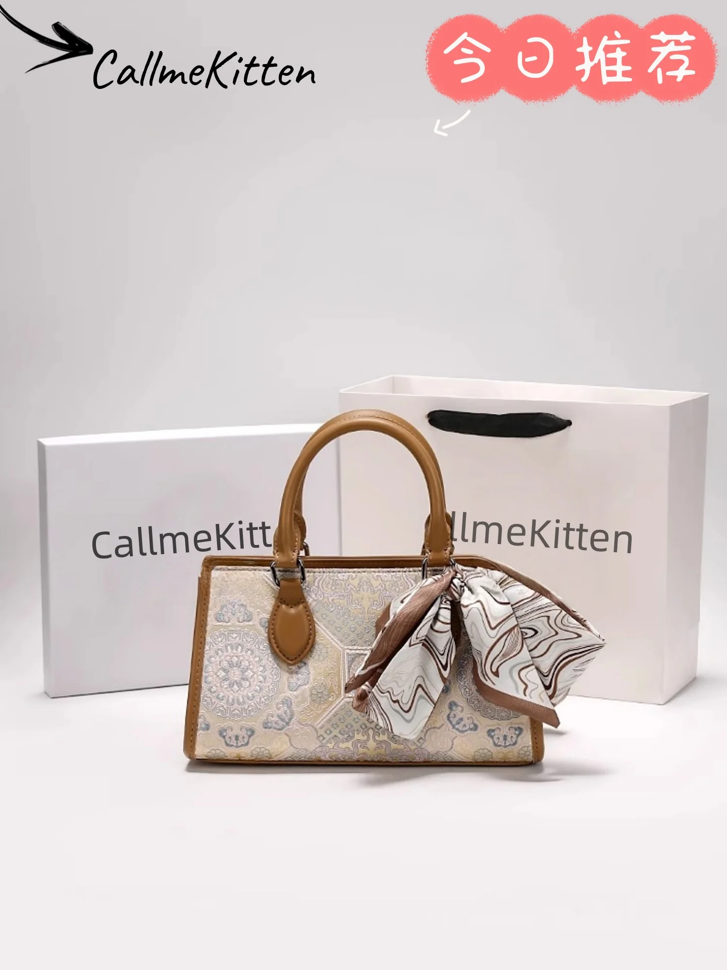 

Popular and Luxury Handbag with Charming Chinese Style Embroidery and Scarves Women Stylish and Versatile Shoulder Crossbody Bag