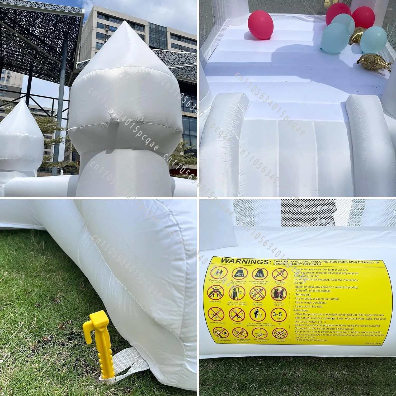 Beautiful Mini White Wedding Indoor Outdoor White Inflatable Castle Bounce House Children's Trampoline - view 4