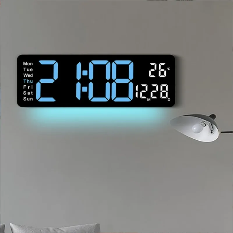 LED Atmosphere Light Alarm Digital Wall Clock Timer  Home Decor Multi-Functional Murale Reloj De Pared