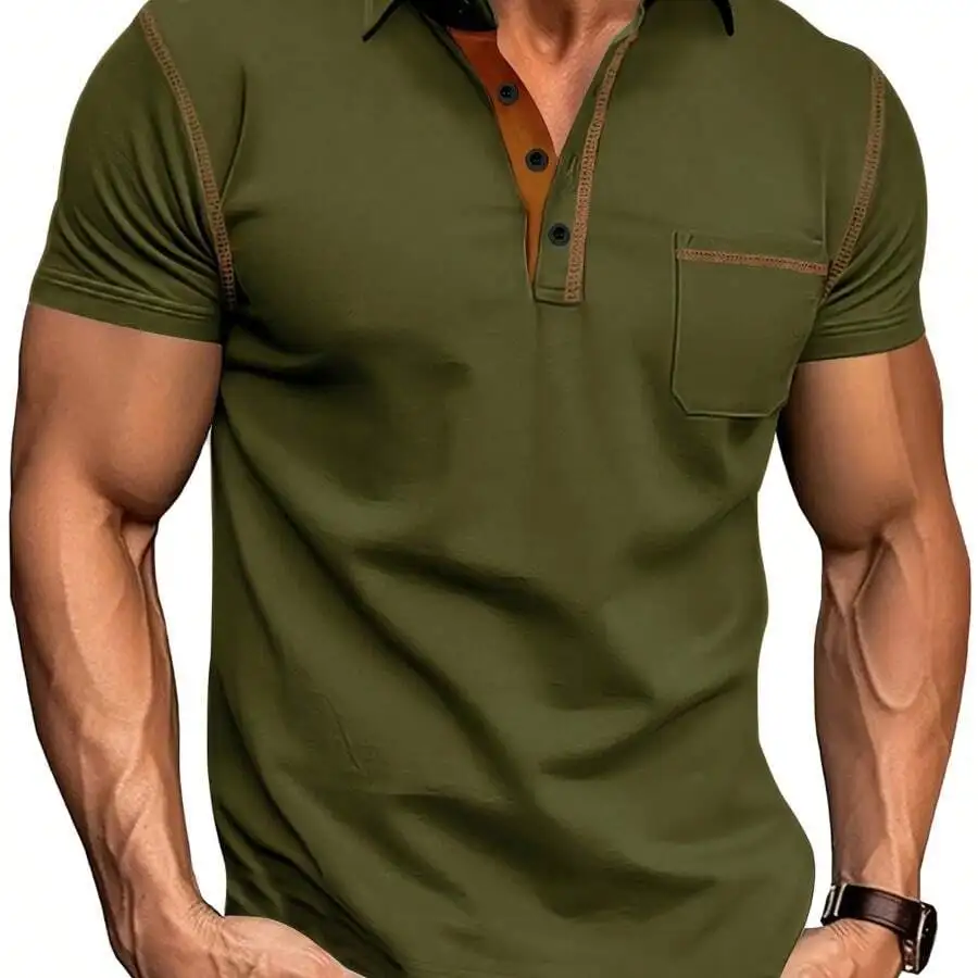 3pcs Men's Golf & Tennis T-Shirts - Slim Fit Short Sleeve Shirt With Button Placket, 95% Polyester 5% Elastane, Breathable