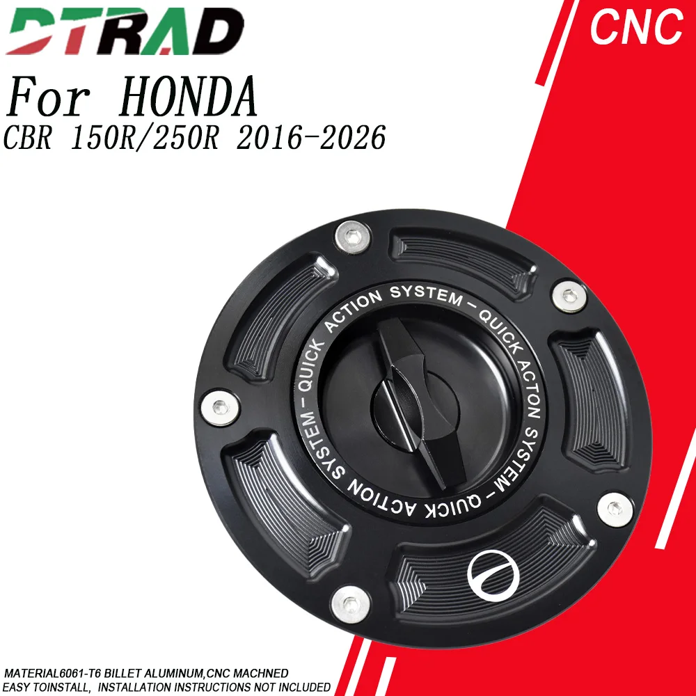 For HONDA CBR 150R/250R 2016-2026 CBR 650R/650F 2015-2026 Motorcycle CNC Aluminum Keyless Quick Release Action Fuel Tank Caps