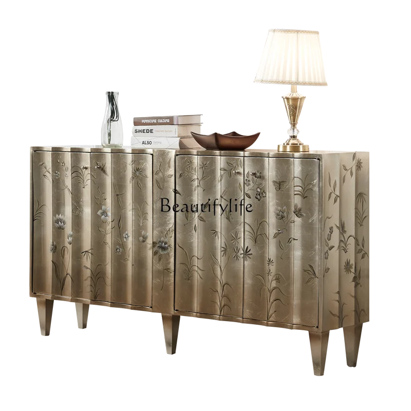 

**Entry entrance cabinet Entry door Living room partition Villa cabinet Light luxury solid wood dining side cabinet