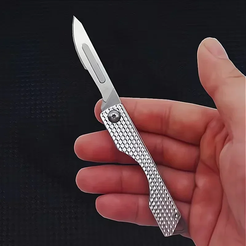 Mini all steel surgical knife for medical animal outdoor EDC open box portable folding surgical knife with 10pcs blades