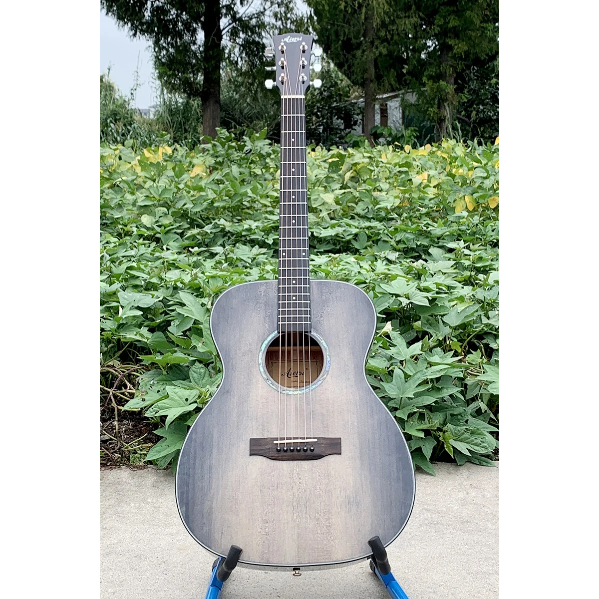 

Wholesale Price Aiersi Brand Acoustic Guitar Black Burst OM Style Solid Spruce Top Mahogany Custom Steel String Music Instrument