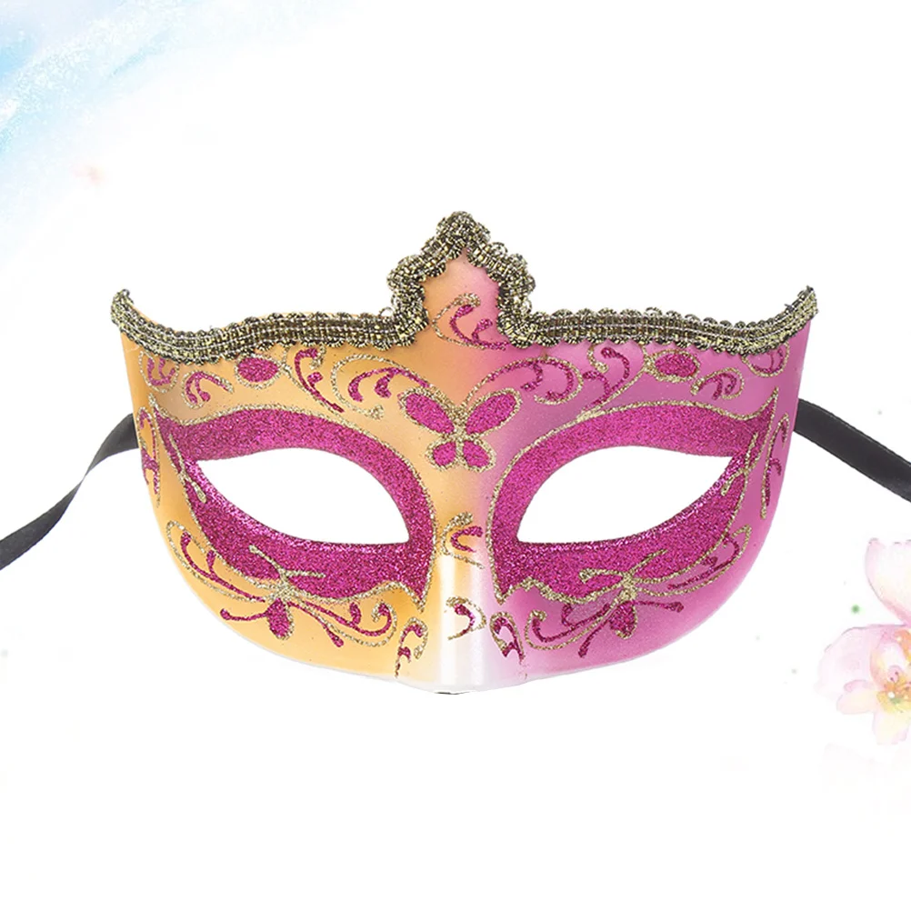 Half Face Mask Rosy Halloween Party Masquerade Cosplay Prop For Adults Teens Carnival Rave Wedding Dance Costume Accessory