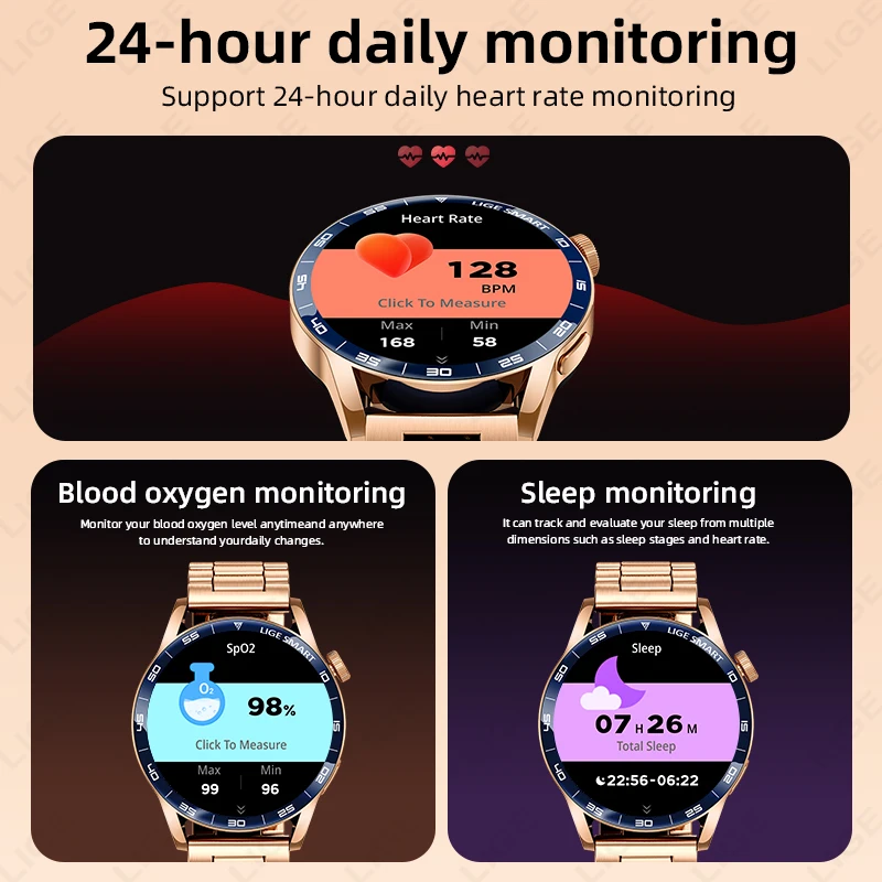 LIGE nuevo reloj inteligente con pantalla HD de 1,38 pulgadas para hombres, asistente de voz AI, llamada Bluetooth, relojes para hombres, Monitor de salud para mujeres, reloj inteligente deportivo