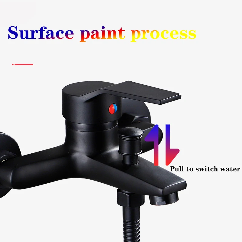 Matte Black Bathroom Shower Faucet Bathtub Hot Cold Water Mixer Tap Black Chrome Bathroom Shower Faucet Mixer Taps