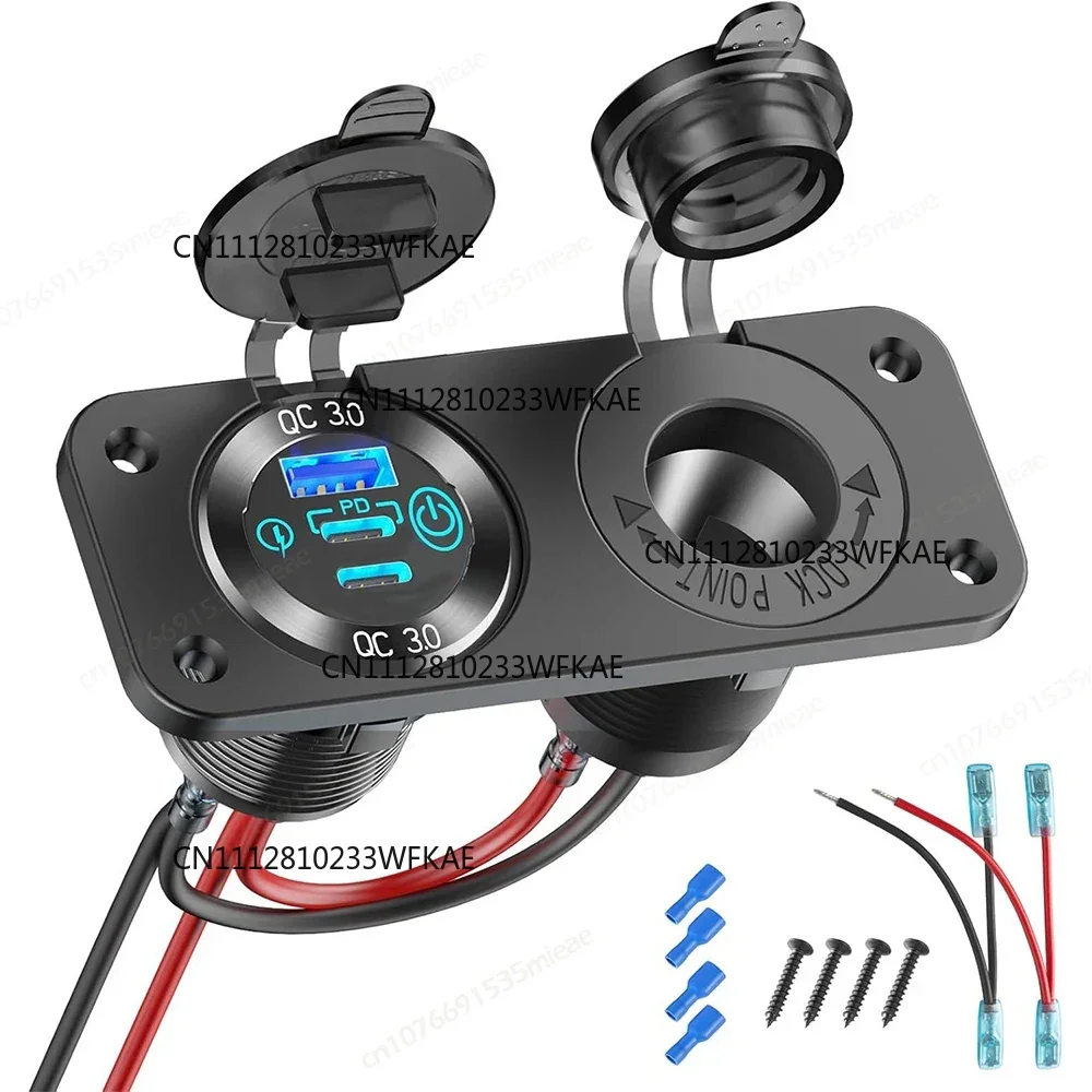 NEW 12V USB Outlet Marine Panel Dual PD3.0 & QC3.0 USB Ports Car Charger Waterproof 150W Cigarette Lighter Socket for Boat RV