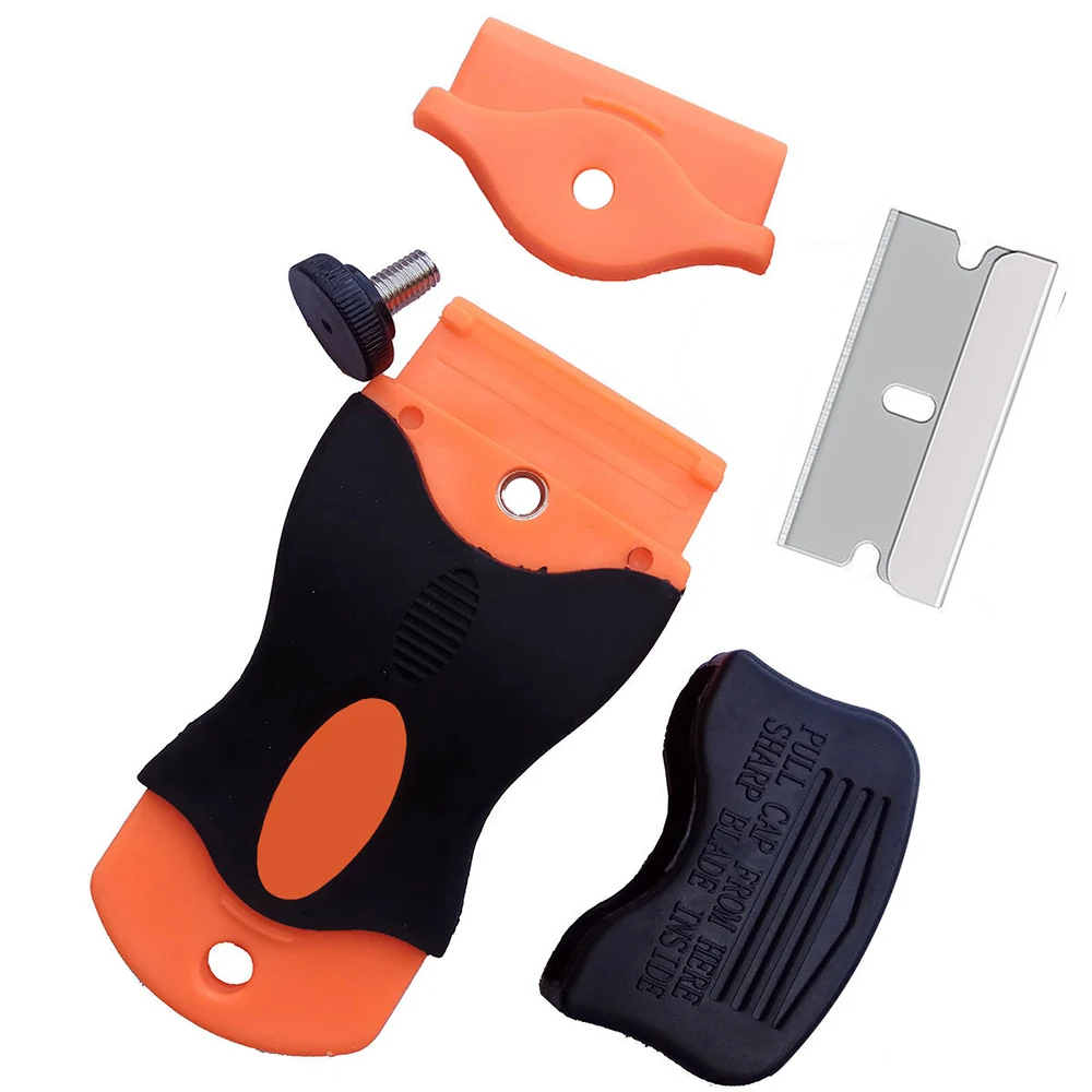 100pcs Glue Removal Blade Glass Oven Plastic Handle Razor Scraper Spatula Car Film Tool Window Cleaning Blade Scraper