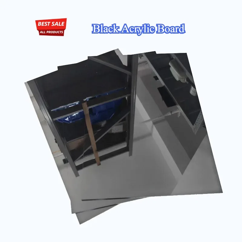 Glossy Pure Black Acrylic Sheet Organic Glass Board PMMA Plate Thickness 2mm-10mm 100x100~300x300mm Customizable