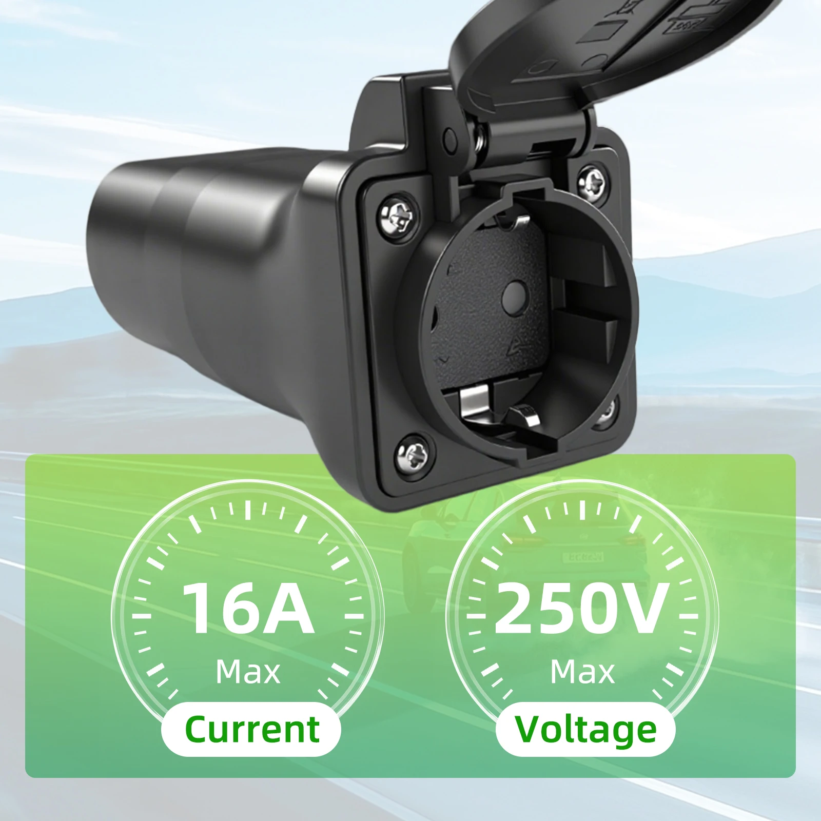 مُحول التغيير من Type2 إلى 220 فولت من محطة الشحن المعيارية IEC62196-2 إلى محول مقابس الاتحاد الأوروبي، قابس تفريغ محطة الشحن لغرض التصفيف