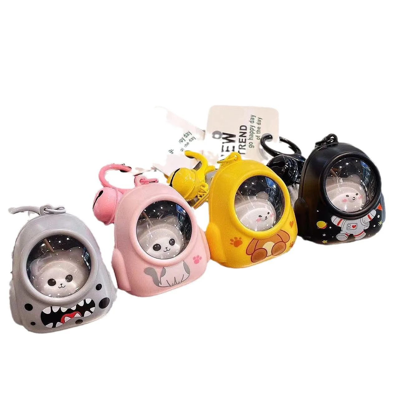 1/5PCS Glow-in-the-Dark Backpack Keychain Night Light Astronaut Cat Theme Accessory Set Small Gift