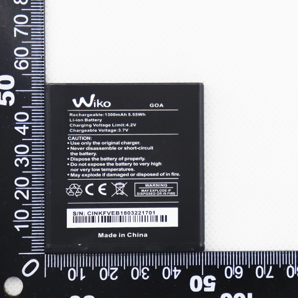 Real Capacity 1300mAh Wiko Goa Battery For Wiko Goa Mobile Phone