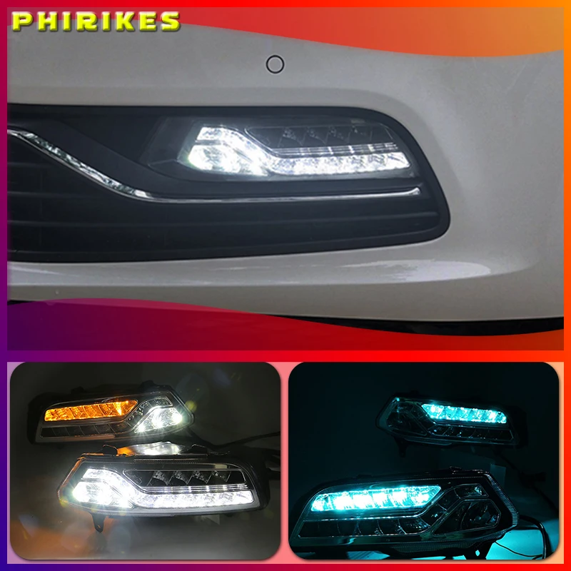 2Pcs DRL For Volkswagen VW Polo 2014 2015 2016 2017 Passat B7 Daytime Running Lights Fog head Lamp cover Daylight