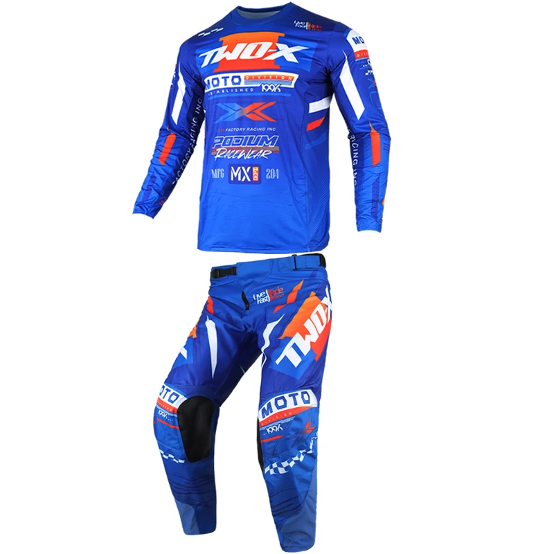 اثنين X المنصة المصارع موتوكروس MX/ATV جيرسي بانت إندورو مجموعة تروس دراجة نارية الملابس الجبلية Carracing دعوى على الطرق الوعرة الترابية دراجة عدة #6