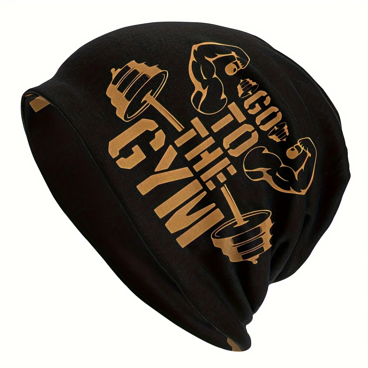 Gym Fitness Weightlifting Print Beanie Hat Soft Stretchy Slouchy Skull Cap Unisex Lightweight Headwear for Men Workout Sports