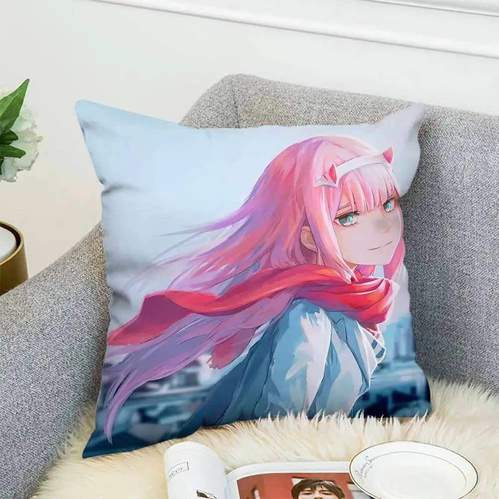 

Darling In The FranXX Pillow Case Double-Sided Printing Cushion Cover 45x45 Decorative Cushions Sofa Home Decor Soft Pillowcase