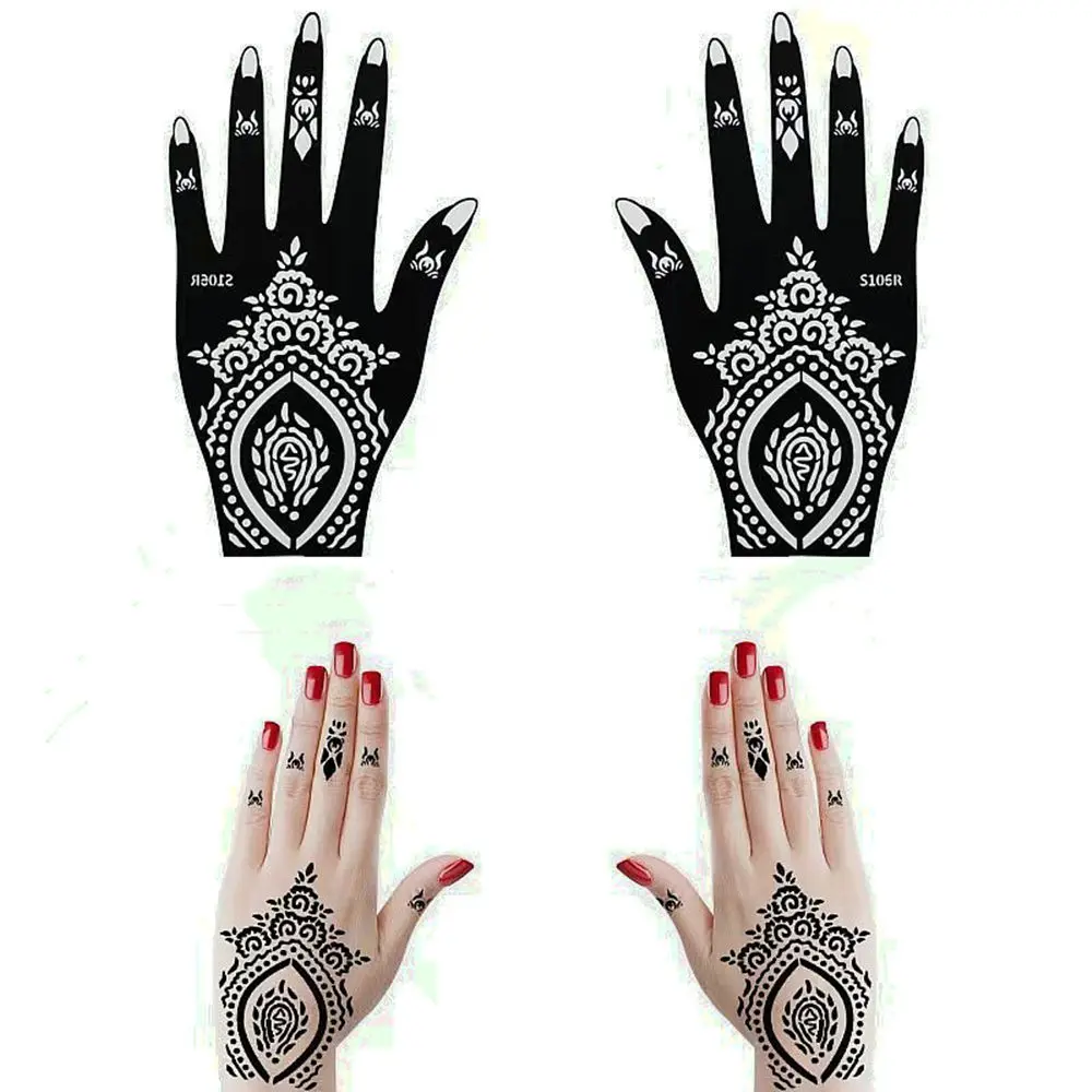 Black Lace Transfer hennè Hand Arm Tattoo henna Stickers Art tatuaggio temporaneo pittura fai da te Body Art Template Tattoo stencil