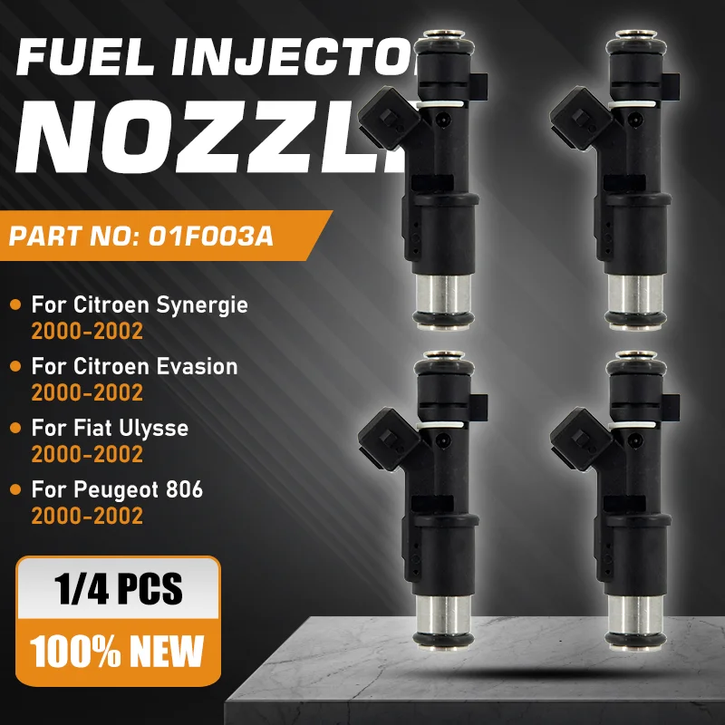 

For Citroen Synergie Citroen Evasion Fiat Ulysse Lancia Zeta Peugeot 806 2.0L L4 2000-2002 4 PCS Fuel Injectors Nozzle 01F003A