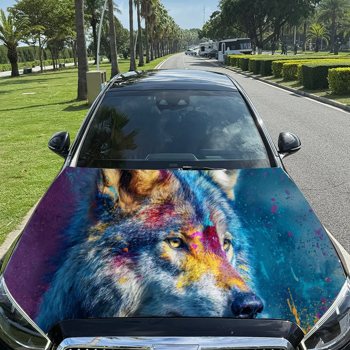 

Dreamy Color - Splash Car Hood Stickers - Self-Adhesive, Waterproof and Durable Vinyl Wrap, Decorate And Protect Your Car, Fit F