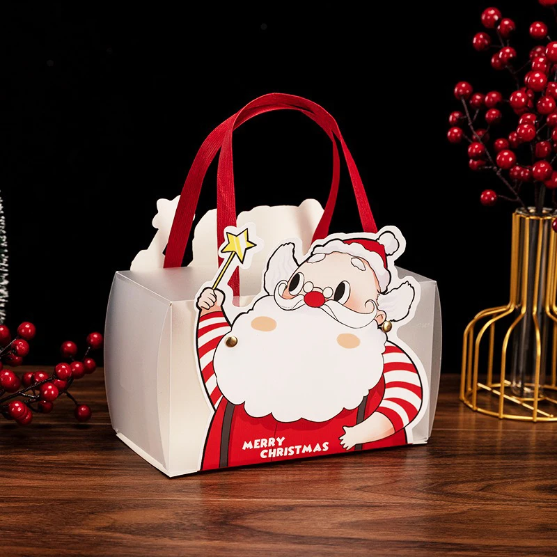 Christmas Eve Christmas Box Candy Gift Bag Handheld Gift Box Santa Claus Paper Bag Transparent Packaging Bag