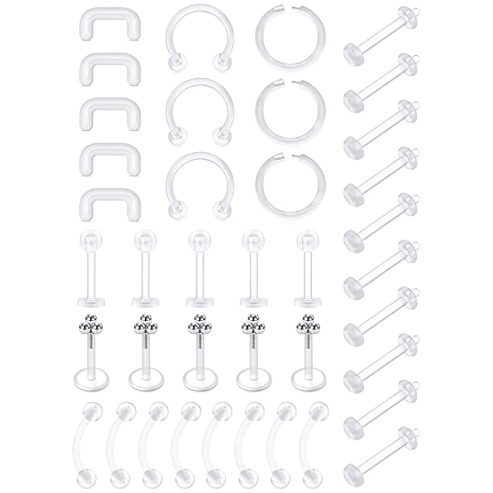 Clear Flexible Forwards Helix Tragus Daith Rook Retainer Cartilage Earring Lip Rings Labret Monroe Plastic Piercing Retainers