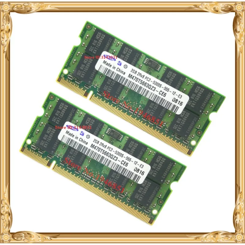 Mémoire d'ordinateur portable 4 Go 2x2 Go 667MHz PC2-5300 DDR2 Ordinateur portable RAM 4G 667 5300S 2G 200 broches SO-DIMM Livraison gratuite