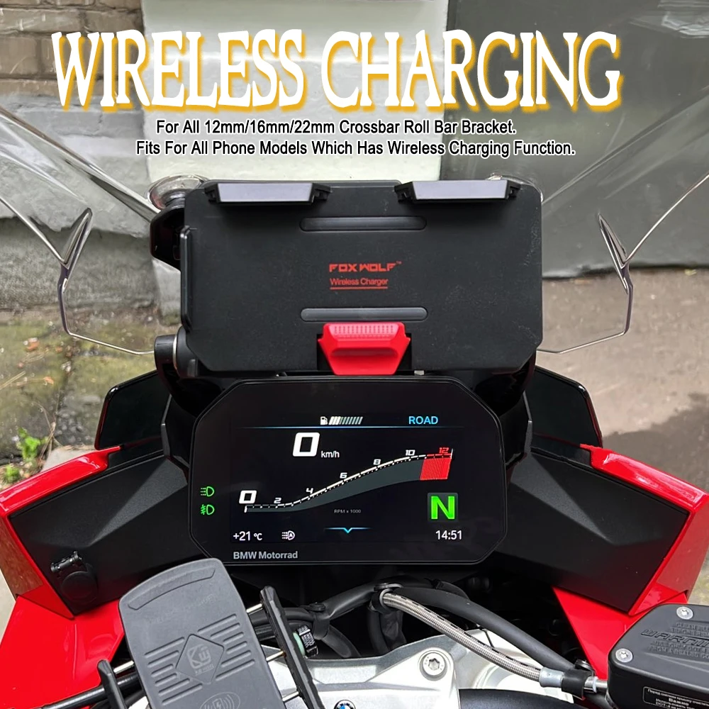 

New Motorcycle Parts Navigation Bracket Wireless Charging Support Mobile Phone For BMW R1200GS F800GS ADV F700GS R1250GS F900R