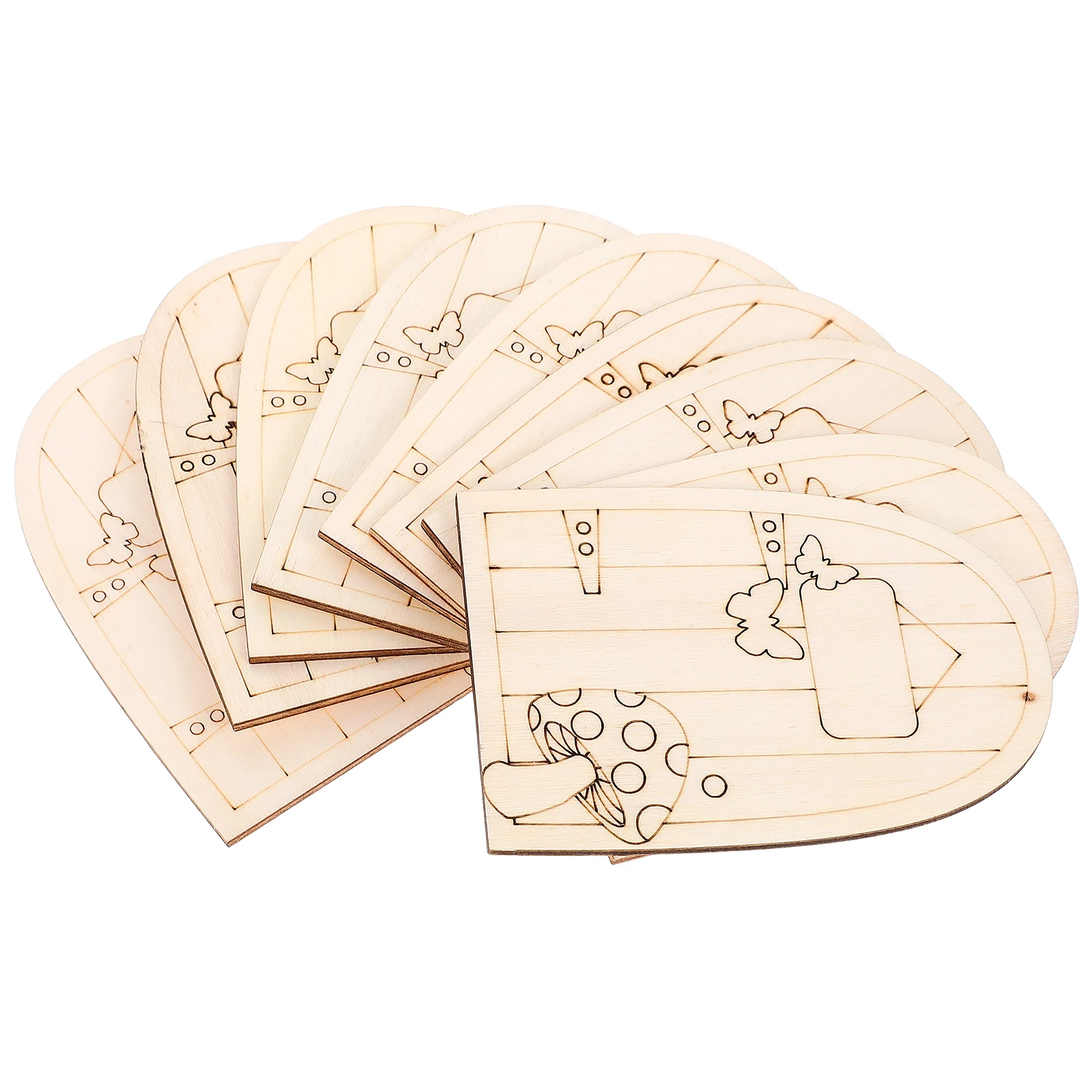 20Pcs Wooden Fairy Door Decor Miniature Home Ornament Creative Garden Tree Decoration Fairy Door Miniature Scene Decor