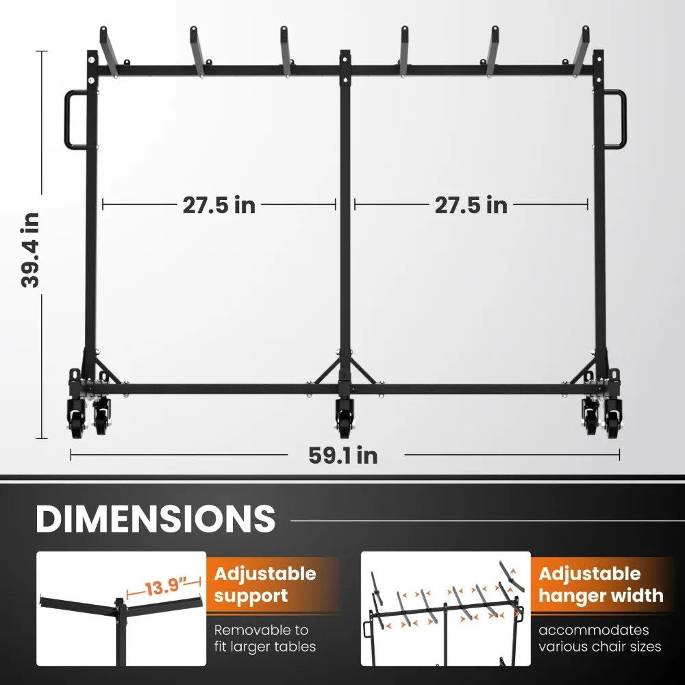 عربة تخزين متينة قابلة للطي مع عجلات وأشرطة قابلة للقفل وسعة 400 رطل #2