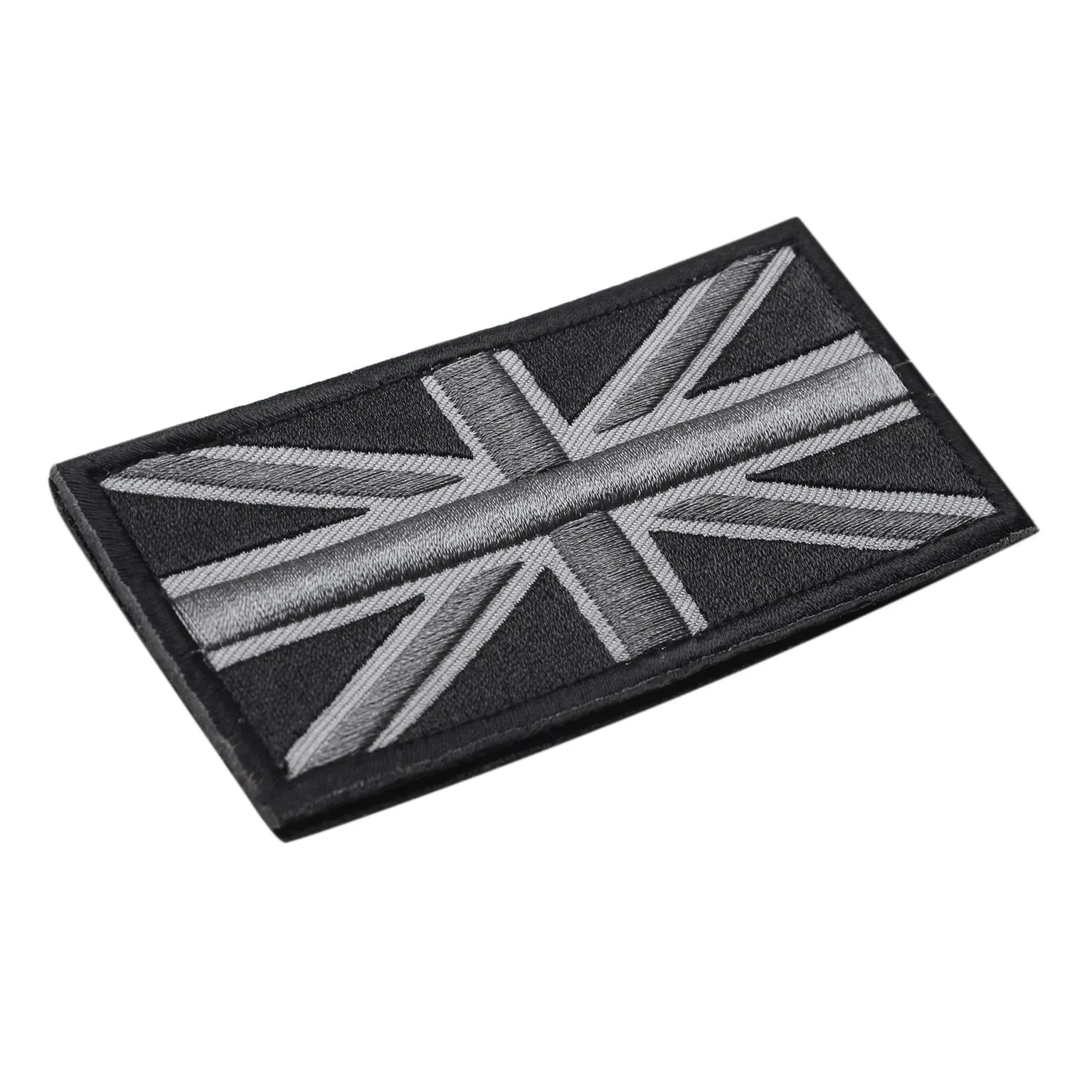 FASHION Union Jack UK Flag Badge Patch Stick Back 10cm x 5cm NOWOŚĆ, (czarny/szary)