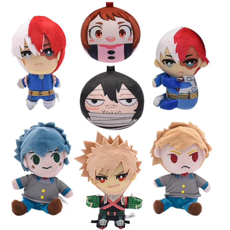 Q Version My Hero Academia Anime Plush Keychain Toy Izuku Midoriya Katsuki Bakugou Shouto Todoroki Pendant Soft Stuffed Doll