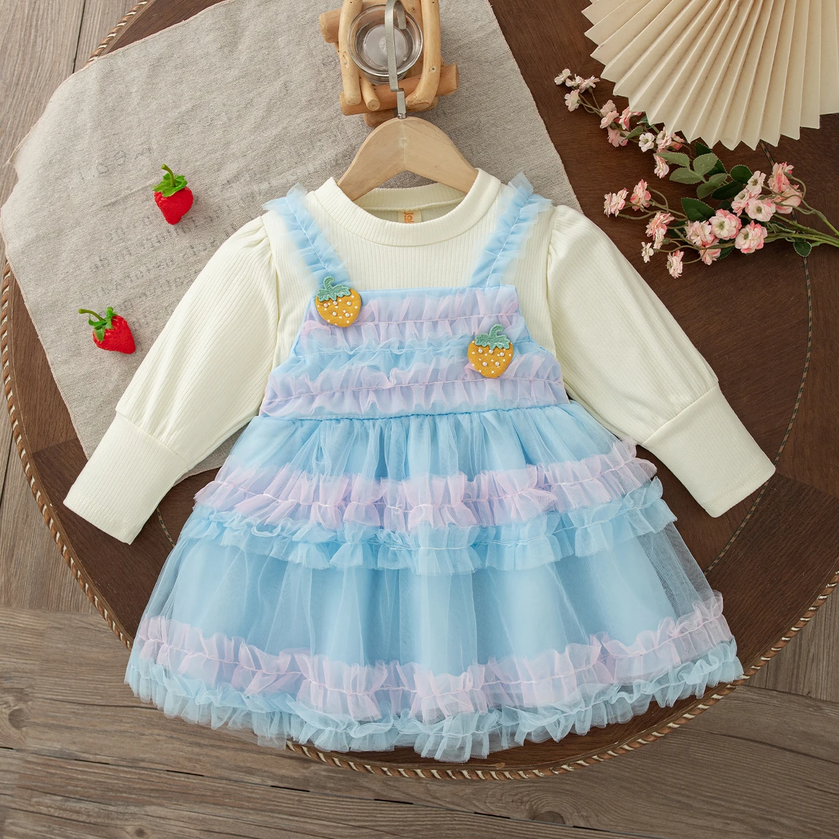 Spring And Autumn New Baby Girl Princess Dress Cute Strawberry Children'S Clothes (9 Months -3 Years Old)