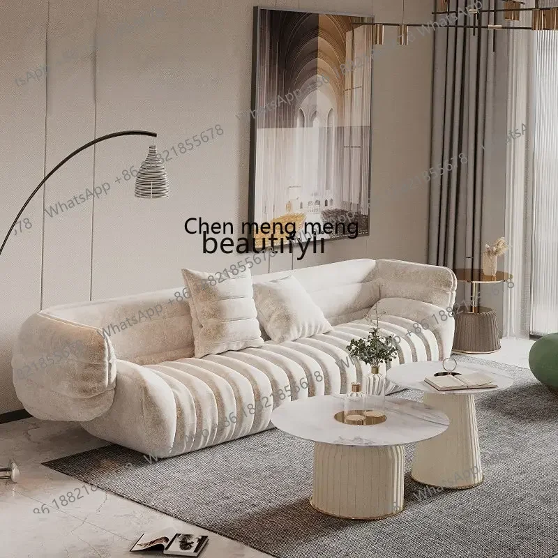 

ss 8350 Italian Light Luxury Living Room Large Flat Double Three Simple Modern Sofa