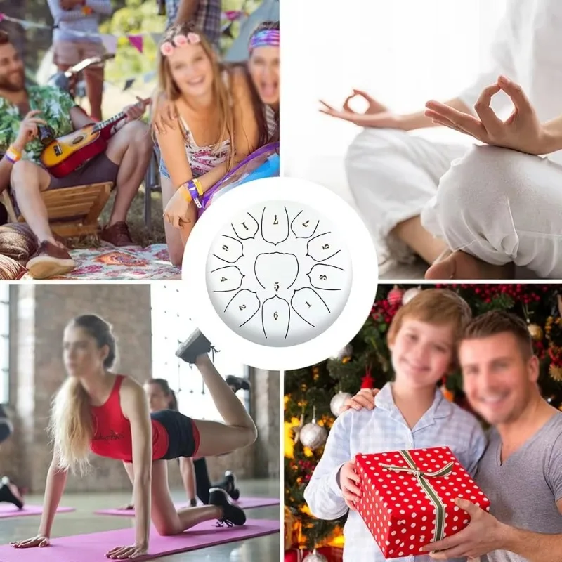 Handpan Drum for Meditation and Beginners with Music Book, Rain Drum Mallet, and Carrying Bag 11 Note 6 Inch Steel Tongue Drum