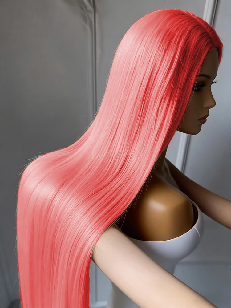 

30 32 Inch Pink Straight Human Hair Wigs 13x6 HD Lace Frontal Wigs Colored Brazilian Lace Front Wigs For Women