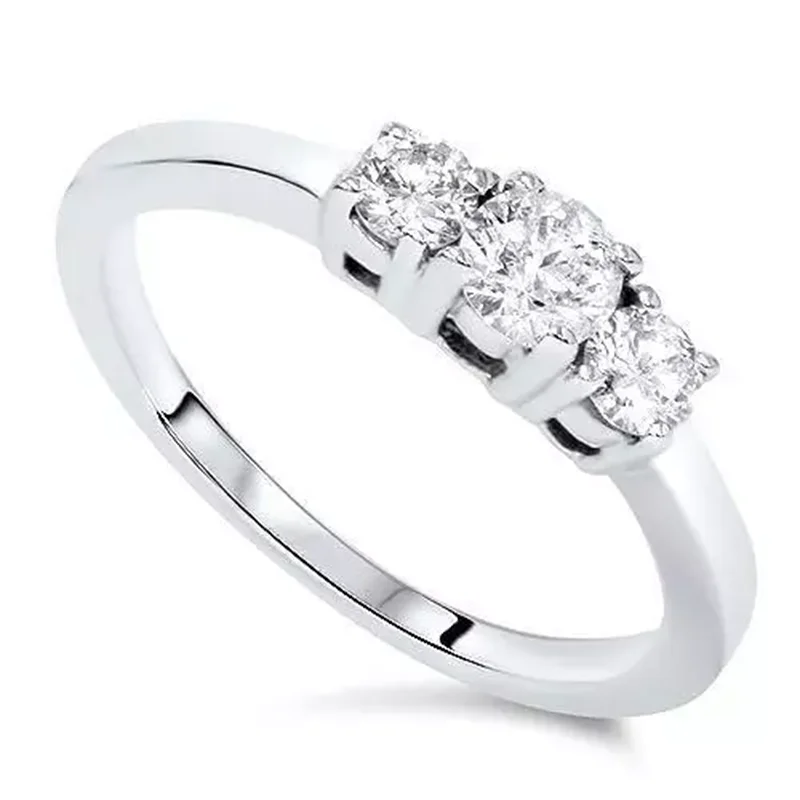 0.5Ctw Three Stone HPHT Lab Grown Diamond DEF VS-VVS Engagement Ring Platinum 950 Ring For Girls Party Jewelry