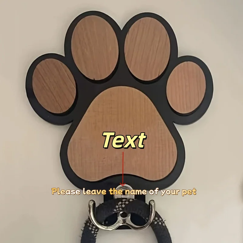 Colgador de pared de madera para correas de perro con huella de pata - imagen 4