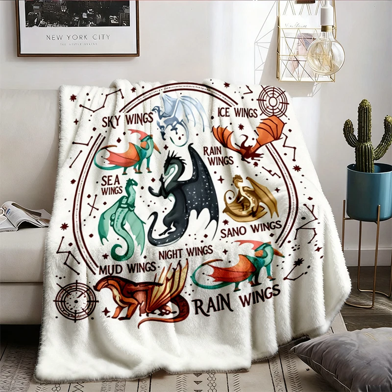 Wings of Fire Dragons Flannel Blanket, Queen of Pyrrhia Flannel Throw, Nightwings Seawings Icewings Cozy Blanket